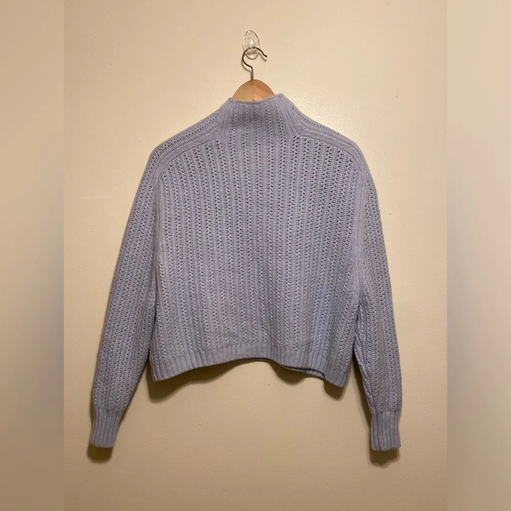 Madewell Pointelle-Stitch Mockneck Blue Sweater Size S . Style NU915